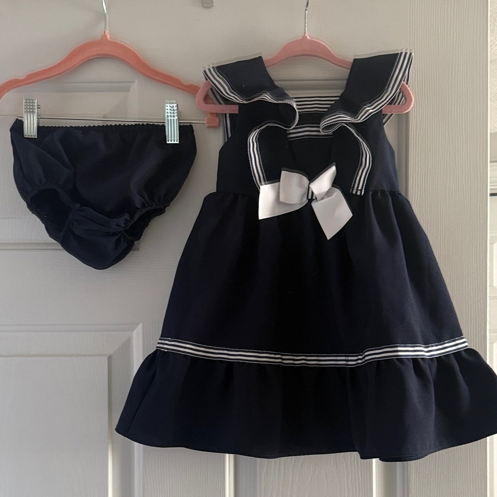 iris & ivy Navy and White Formal Kids Dress